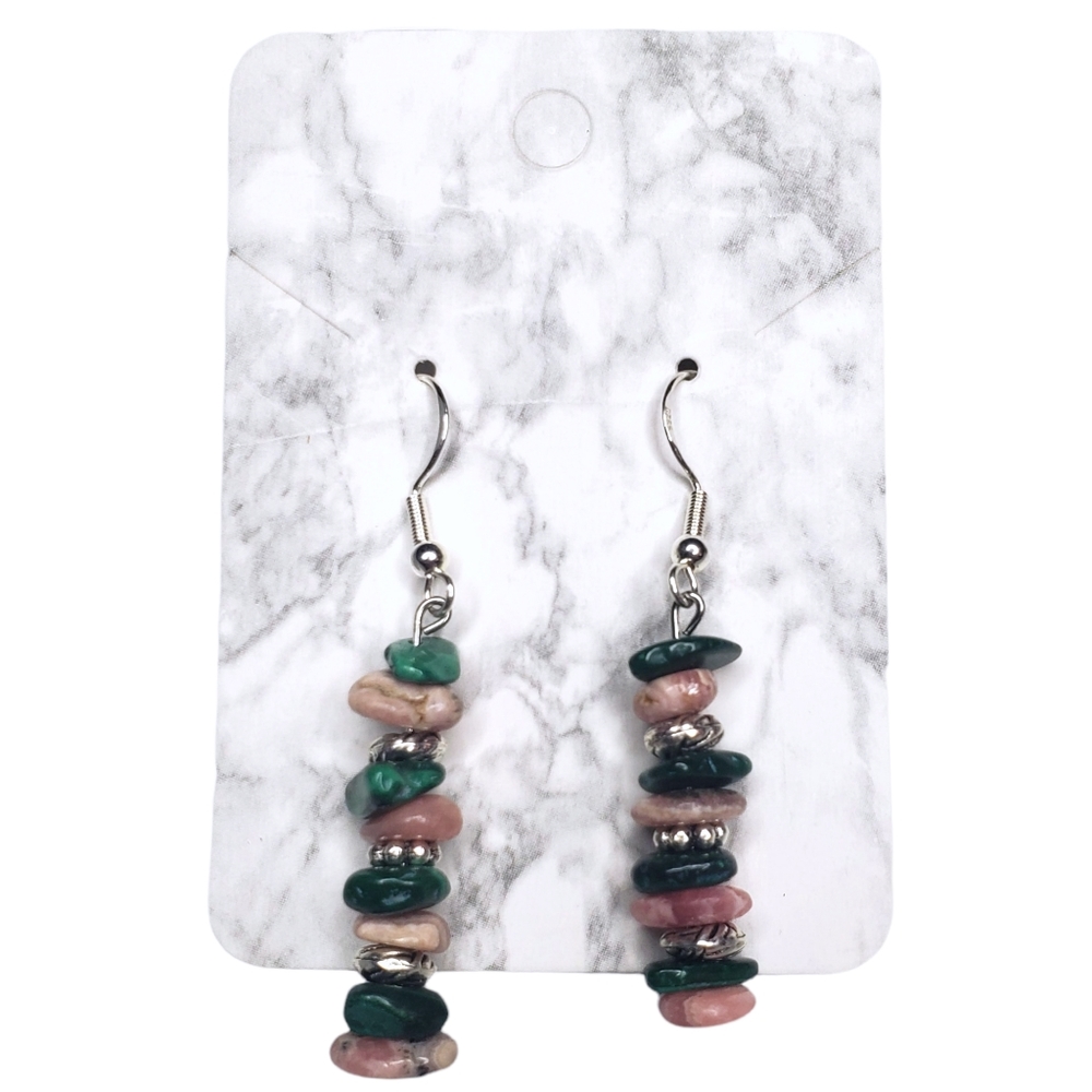 🌟2 for $15 - Natural Gemstone & Crystal Chip Bead Earrings - 925 SS